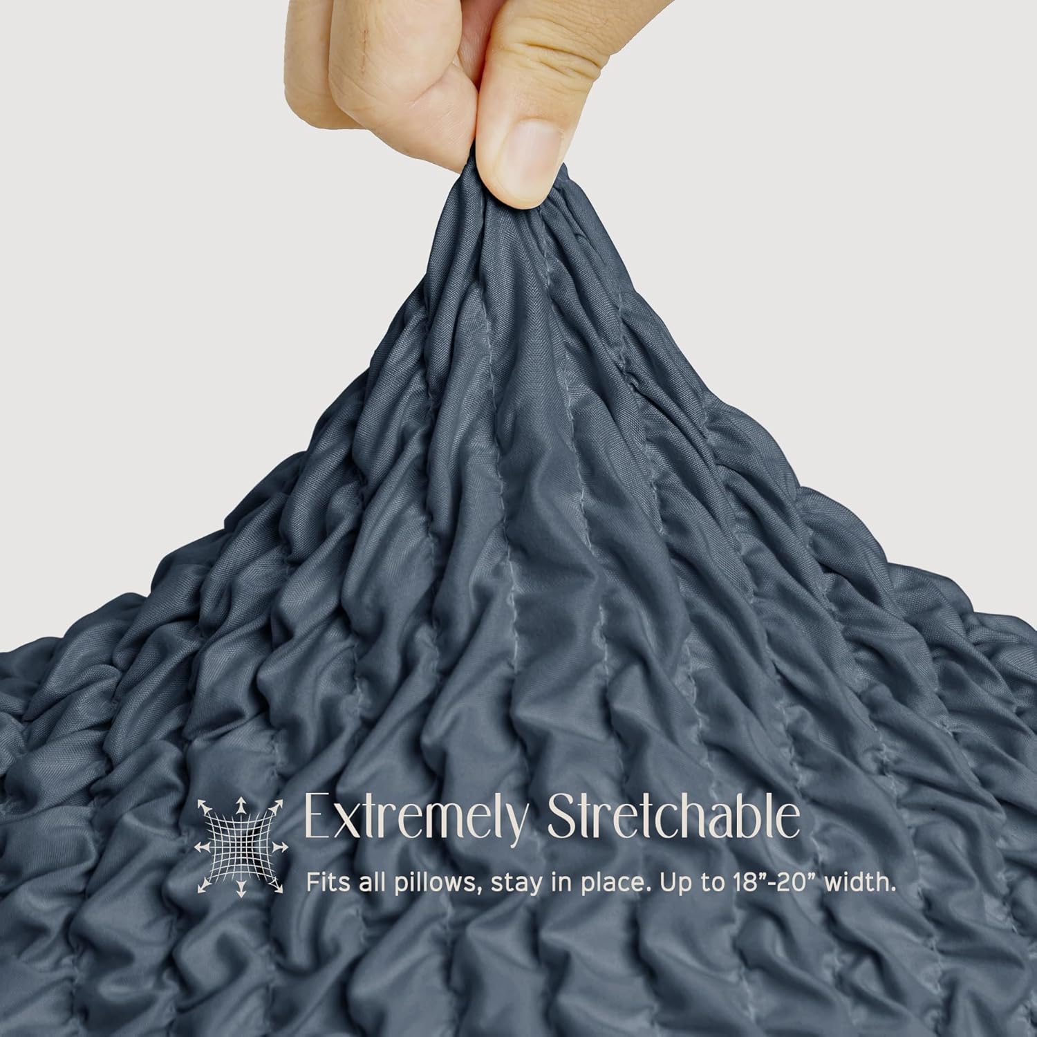 Throw Pillow Covers 18x18 Inch Solid Elastic Flexible Size Decorative Pillow Covers 20x20 Inch with Hidden Zipper Farmhouse Square Cushion Case for Couch Sofa Bed (Pack of 1, Duvier Blue)