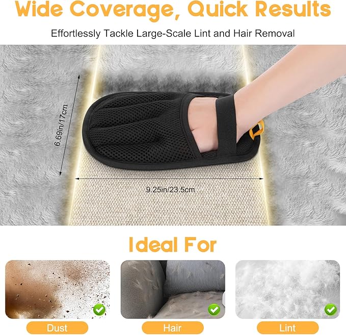 Pet Hair Remover, 2025 Upgrated Five-Finger Electrostatic Pet Hair Removal Gloves, Cat & Dog Hair Remover for Couch, Furniture,Clothing, Animal Fur Removal Tool, Cat Grooming Gloves-2PCS