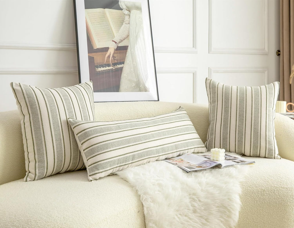 Decorative Boho Lumbar Pillow Covers, Modern Farmhouse Couch Pillowcase, 14 x 36 Long Accent Body Throw Pillow Covers, Sofa Bed Living Room Decor Cushion Case, Olive Green, Pack of 1