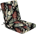 Arden Foam Outdoor Dining Chair Cushion, 20 x 20, Made with ProFoam, Rain-Proof, Fade Resistant, Simone Black Tropical