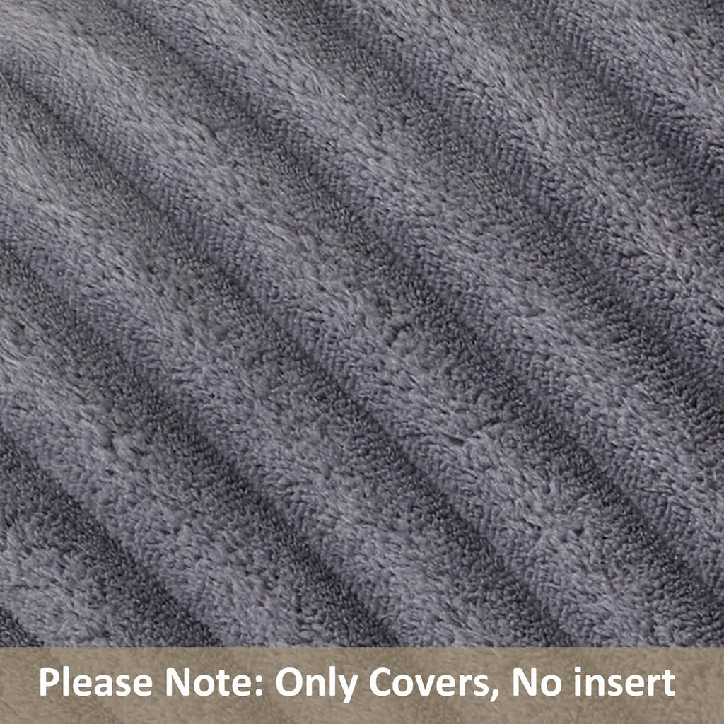 Kevin Textile Soft Plush 12x24 Inch Lumbar Pillow Cover 1 Pack, Luxury Fluffy Faux Fur Striped Flannel Rectangle Cushion Case for Couch Sofa Chair Bed Home Decor, Dark Grey