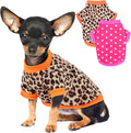 2 Pieces Dog Sweaters for Small Dogs, Fall Winter Fleece Dog Clothes, Soft and Warm Puppy Sweater Doggie Coat for Winter Pet Cloting for Chihuahua Yorkie (Polka dots, Leopard Print, Small)