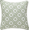 ISAENNE Design Fresh Linen Square Throw Pillow Covers 18"x18", French White Cottage Cushion Covers with Green Branches Pattern Decoration Pillowcases for Bed,Living Room,Outdoor,Car