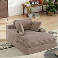 67" Chaise Lounge Chair Indoor, Cozy Oversized Fluffy Sofa with Cup Holders & Throw Pillows, Boneless Sleeper Cloud Couch for Living Room, Movie Room and Apartments, Camel