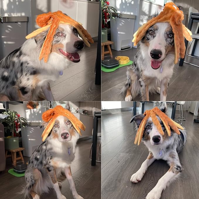 HGB Squeaky Dog Toys - Octopus No Stuffing Crinkle Plush Large Dog Toys to Keep Them Busy for Puppy Teething Chewing, Pet Supplies for Small, Medium, and Large Breeds, 2 Pack