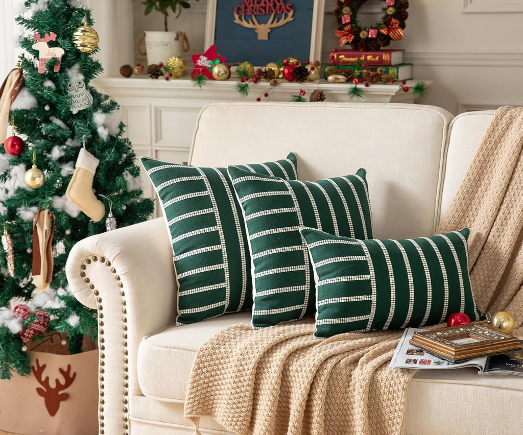 Caflife Boho Christmas Pillow Covers 12x20 Set of 2 Soft Farmhouse Decorative Sofa Pillow Cases, Holiday Christmas Throw Pillow Covers, Couch Bed Cushion Covers Living Room Home Decor