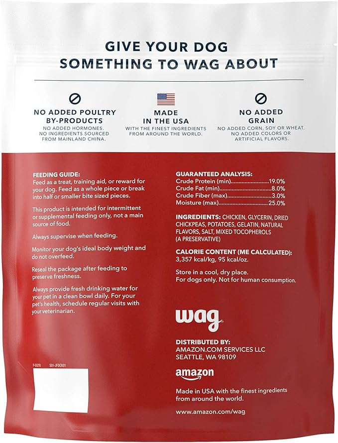 Amazon Brand - Wag Soft & Tender American Jerky Dog Treats – Chicken Recipe (12 oz)