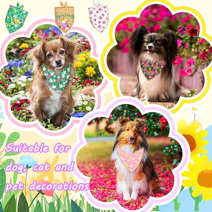 120 Pcs Floral Dog Bandanas Bulk Adjustable Floral Puppy Scarves Pet Bandana Washable Flower Puppy Grooming Bandana for mall Medium Large Breed Dog Cat Pet Grooming Accessories