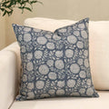 Amor Virisso Floral Pillow Covers 18x18 Throw Pillow Covers Vintage Block Print Pillow Cover Neutral Couch Pillows for Living Room Farmhouse Decorative Accent Sofa Pillows, Dusty Blue