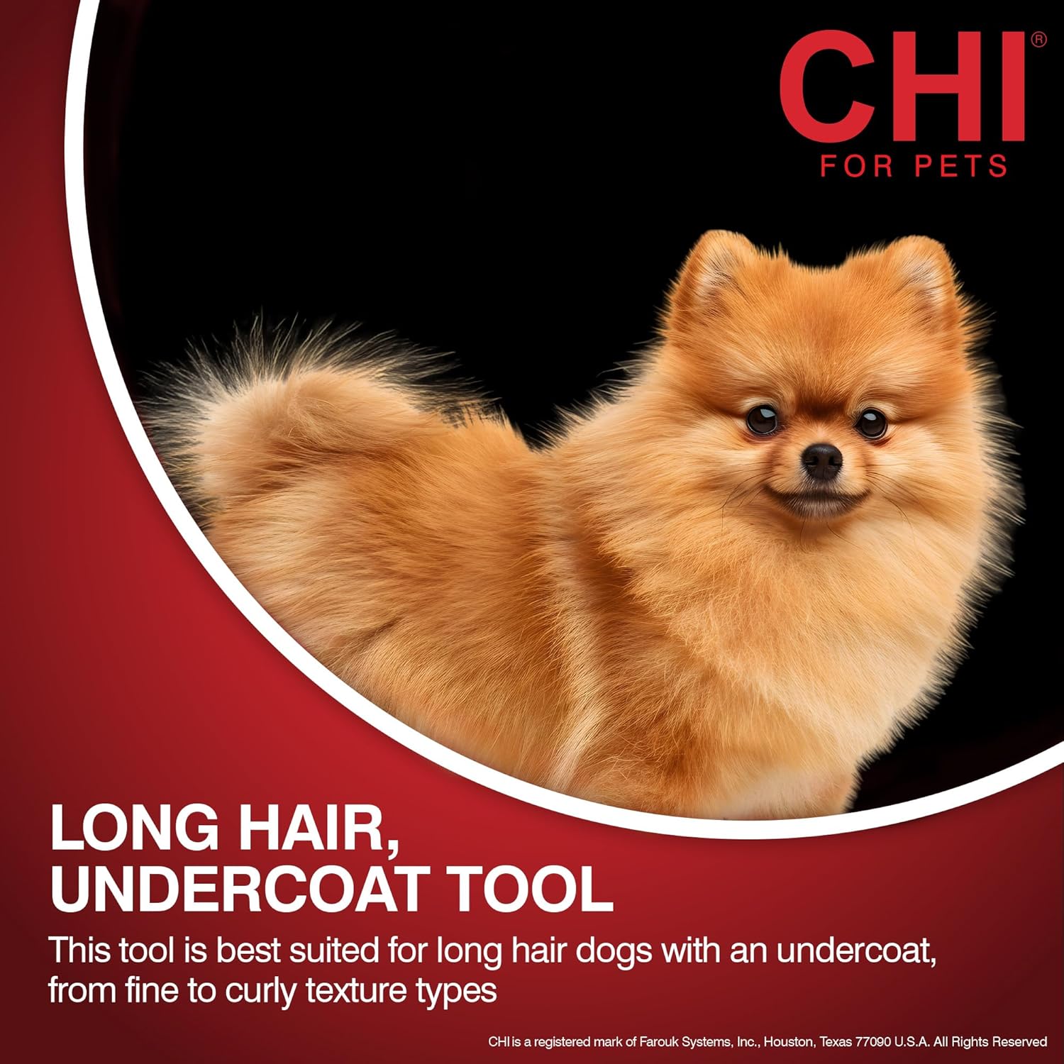 CHI for Dogs Dematting and Deshedding Undercoat Rake - Dog Grooming Tool for Long Hair - Safe Blade Design for Mats and Knots - Ideal for Thick Coats and Tangled Fur