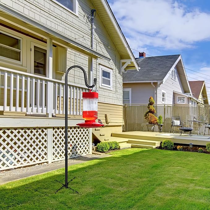 Shepherd Hooks for Outdoor, 2 Pack 62 Inch Bird Feeder Pole with 5 Prongs Base for Hanging Lantern, Hummingbird Feeder, Lightweight Plant, Shepherds Hook for Bird Feeders for Outside