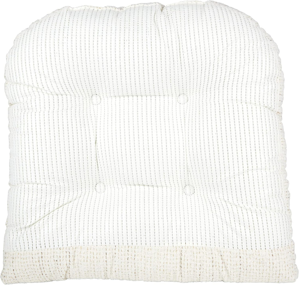 Klear Vu Omega Non-Slip Rocking Chair Cushion Set, Assembled in USA, Thick Padding & Tufted Design, Includes Seat Pad & Back Pillow with Ties, 17x17 Inches, 2-Piece Set, Tyson Birch