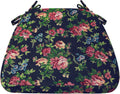 AAAAAcessories D-Shaped Chair Cushions, 2" Thick Dining Chair Pads with Ties and Removable, Machine-Washable Cover, 17" x 16", Night-Blooming Blossoms