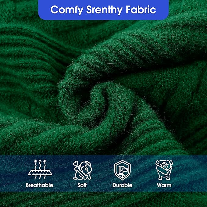 ASENKU Extra-Large Dog Sweater, Dog Sweaters for Extra Large Dogs, Pet Sweatshirt Apparel Turtleneck Pullover Winter for Doberman, Great Dane (Dark Green, 3XL)