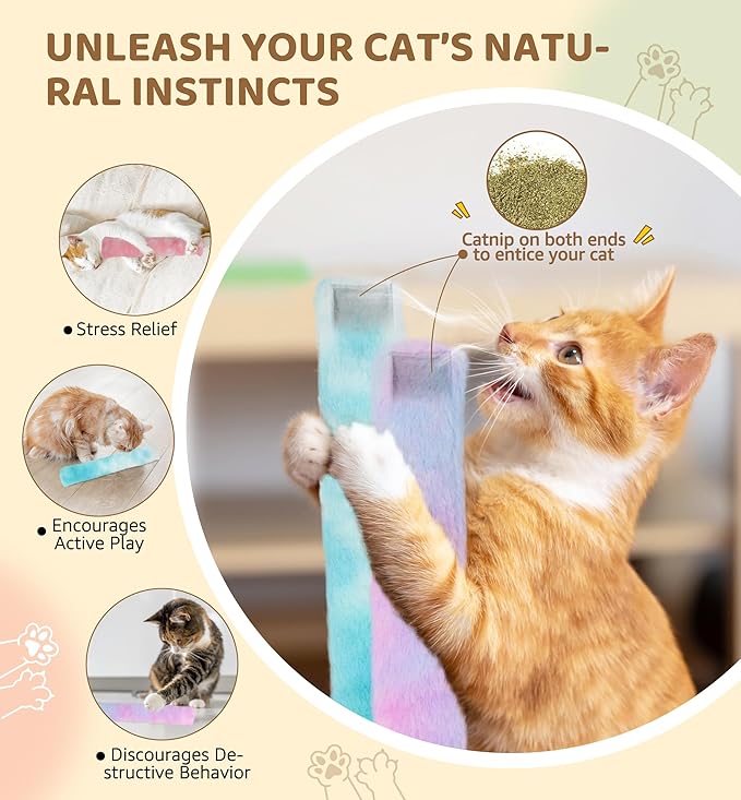 3 Pack Cat Kicker Toy Pillows, Interactive Plush Toys with Catnip Inside, Soft Durable Kick Sticks Teething Chew Toy, Cat Body Pillows for Indoor Cats & Kittens, Promote Exercise, Play & Cuddle