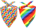 Realeaf Pride Dog Bandanas 2 Pack, LGBT LGBT+ Rainbow Scarves Bibs for Dogs, Premium Durable Fabric, Triangle Reversible Bandana for Small Medium Large and Extra Large Dogs Pets (Pride Day, X-Large)