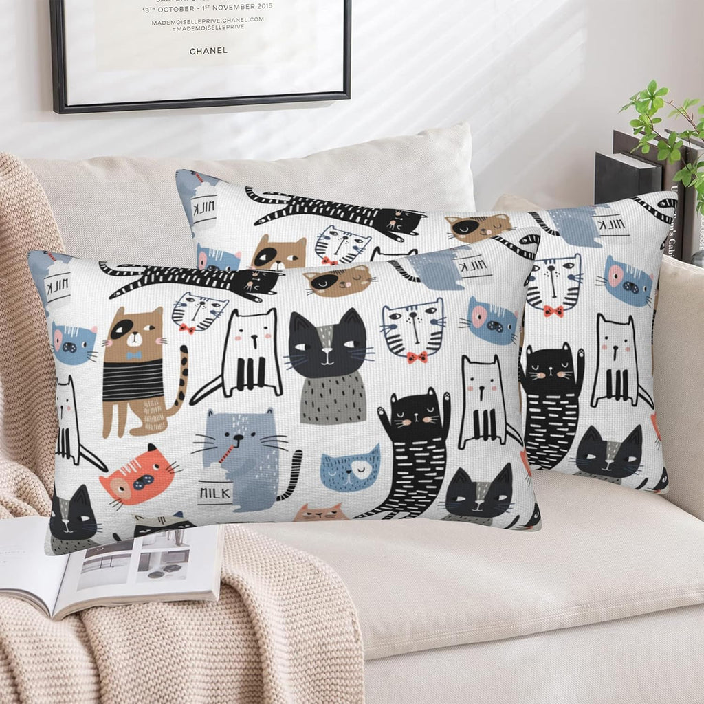 Throw Pillow Cover Case Funny Cats Pillow Covers 20x12 Inch Set of 2,Soft Decorative Throw Pillow Case for Living Room Bedroom Sofa Couch Cushion Covers