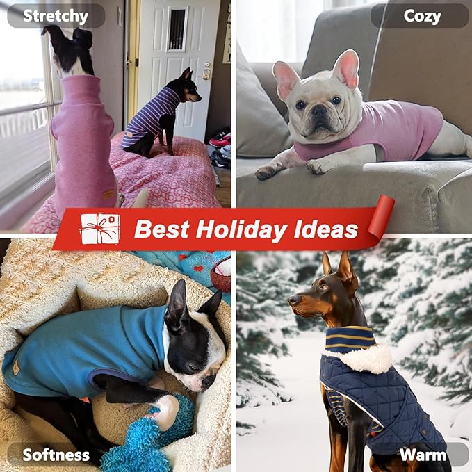 KYEESE 2Pack Dog Sweater Warm Dachshund Clothes Stretchy Pet Sweatshirt Pullover Small Pets Sweaters Soft Dogs Clothes Turtleneck Pet Coats Dog Sweaters for Small Dogs Girl