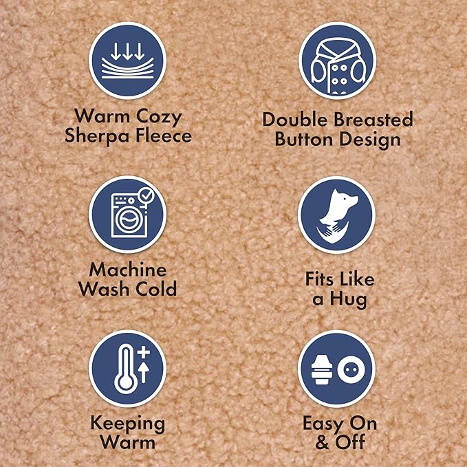 Spark Paws Teddy Dog Sweater, Sherpa Jacket Vest with Warm Fleece Lining, Winter Coat Suitable for Small Medium Large XL XXL Breeds - Brown - 3XL