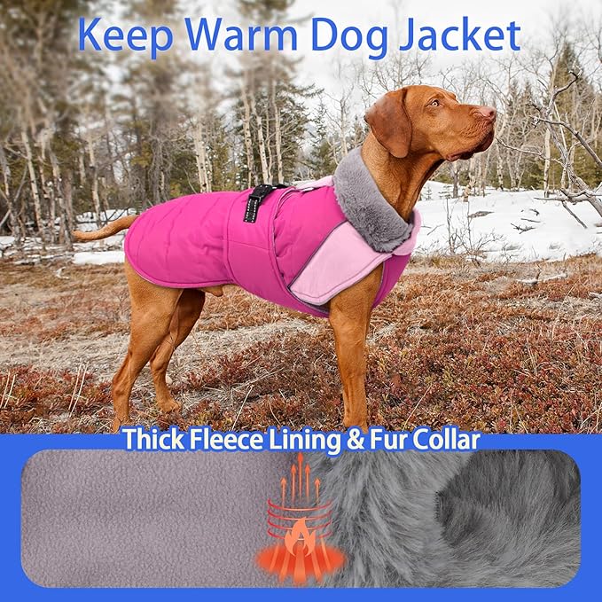 MIGOHI Cozy Small Dog Coat - Reflective Dog Coat for Small Dogs,Fleece Winter Coats Jacket for Dogs with Leash Hole,Snowproof Thick Puppy Clothes,Pomeranian,Chihuahua,XS,Rosepink