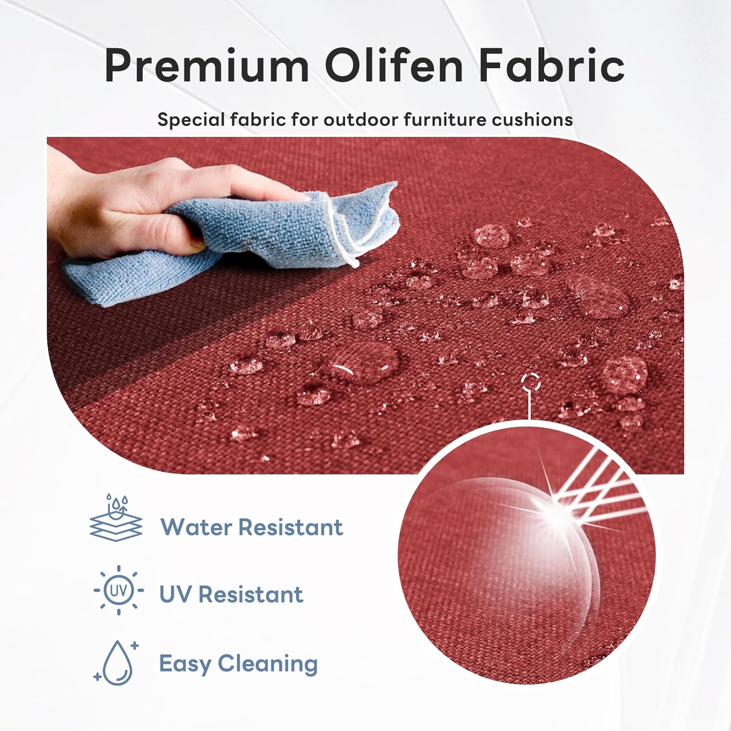 6 inches Thicker Outdoor Chair Cushions Set- 24" *24" *6" Waterproof Patio Furniture Cushions with Removable Cover, 28D High Density Sponge Filling Thicken Outdoor Patio Cushions - Red