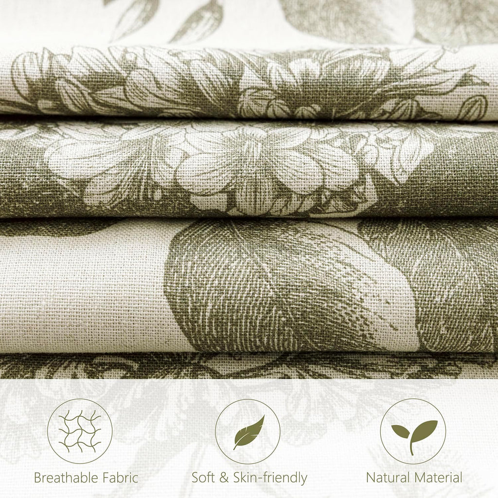 Foindtower Set of 2 Linen Floral Throw Pillow Covers Neutral Vintage Print Decorative Cushion Covers Farmhouse Boho Home Decor for Sofa Chair Couch Bedroom Living Room,24×24 Inch,Sage Green