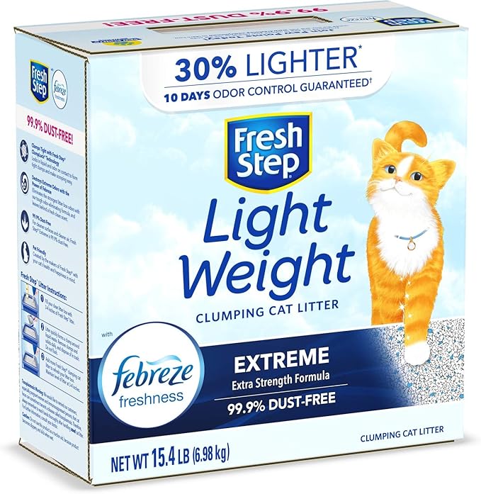 Fresh Step Clumping Cat Litter, Lightweight, Extreme, Long Lasting Odor Control Kitty Litter with Activated Charcoal, Low Dust Formula, 15.4 lb (Pack of 2)