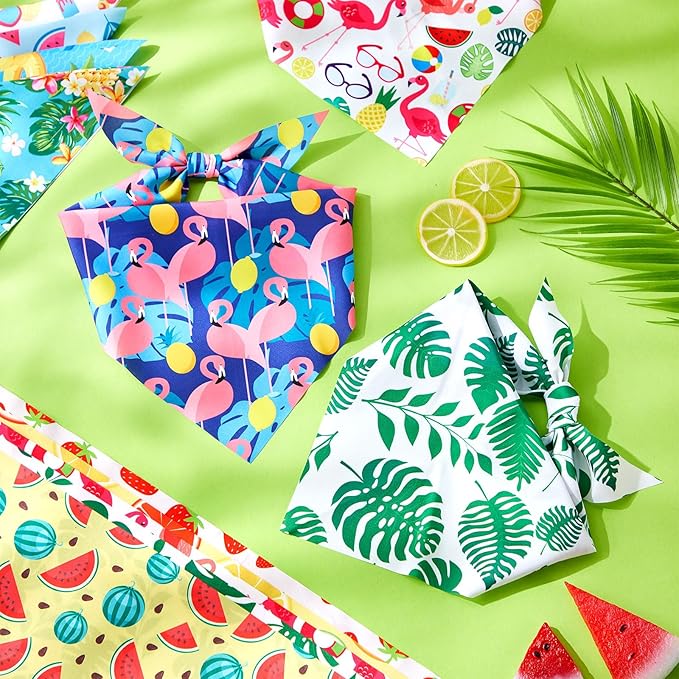 Chunful 100 Pieces Dog Bandanas Bulk Summer Pet Bandanas Pack Triangle Scarf Bib Kerchief Set for Small Large Dog Costume Accessories Decoration(31.5 x 21.7 x 21.7,Fruit)