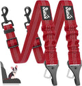 SlowTon 2 Pack Dog Seat Belt, 2 in 1 Attachment, Hook Latch Bar or Seatbelt Buckle with Elastic Nylon Bungee Buffer Adjustable Reflective Nylon Safety Belt Tether Connect to Dog Harness (2pack-R)