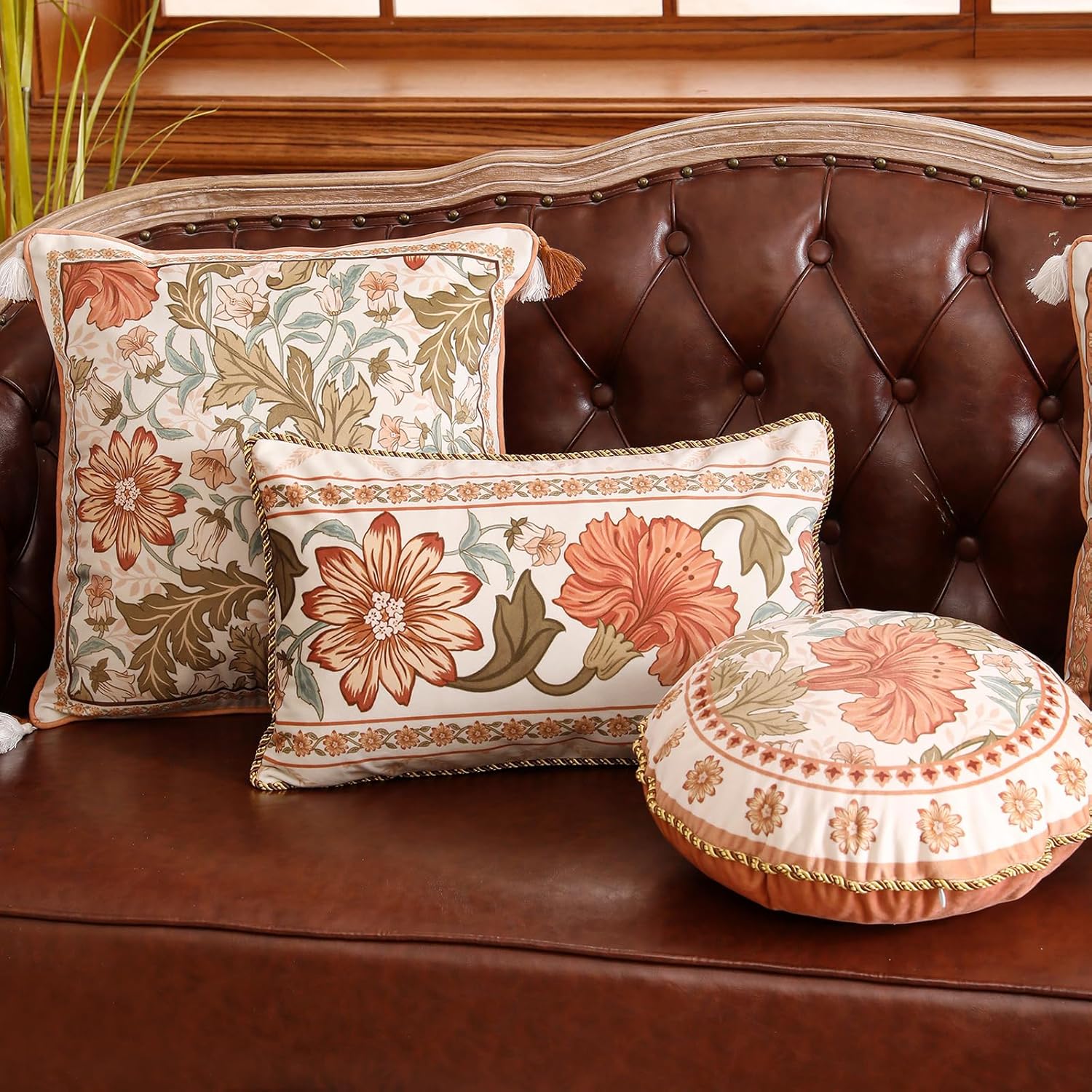 Rectangle Throw Pillow Cover,Orange Floral Farmhouse with Wild Flowers Pattern Cozy Velvet Pillowcases,Decor Lumbar Pillows Cushion Covers for Couch Sofa Bed Car Chair,12"x20"