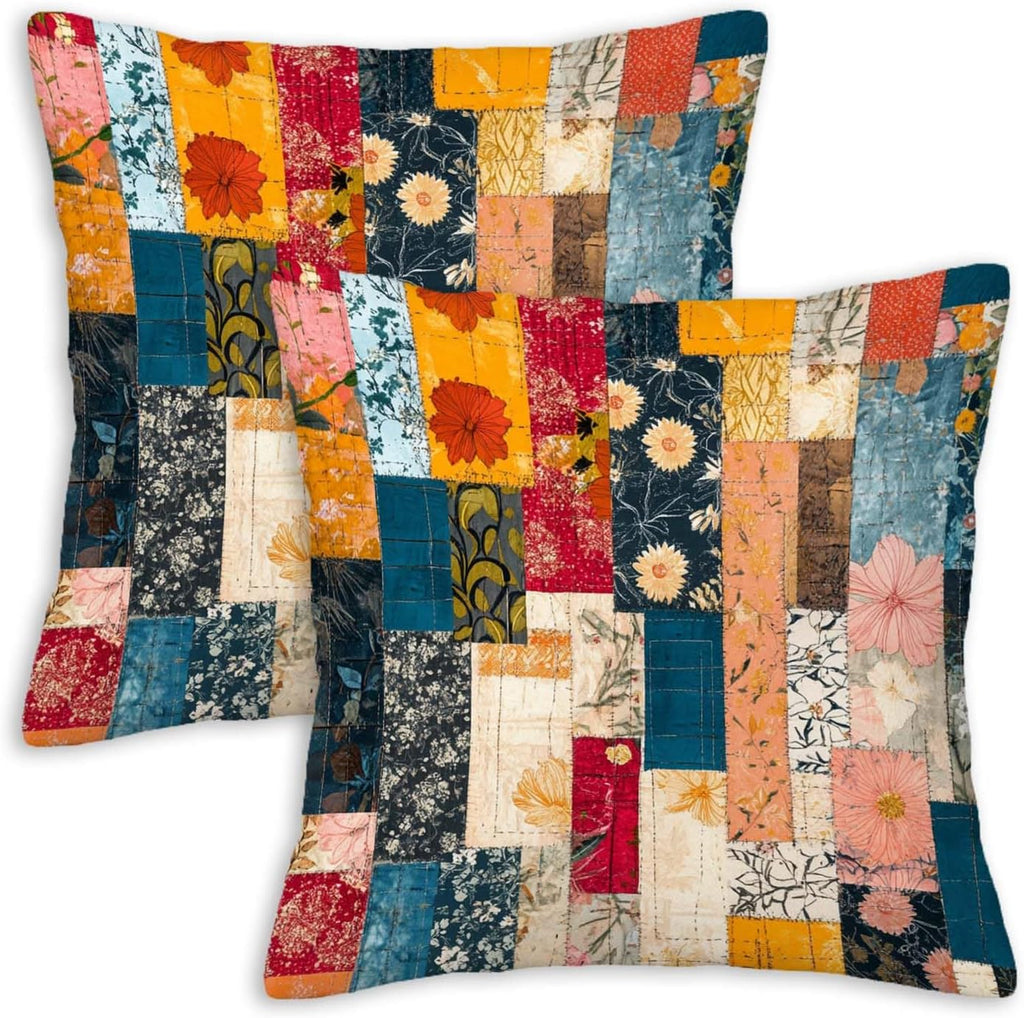 Throw Pillow Covers 18x18 Set of 2, Botanical Prints Cushion Covers, Decorative Square Pillowcases for Couch, Bedroom, Living Room