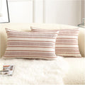 Decorative Boho Lumbar Throw Pillow Covers, Farmhouse Textured Pillow Case, 12 x 20 Inch Set of 2, Chair Sofa Bedroom Living Room Home Decor Couch Cushion Case, Rust and Beige Striped