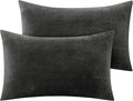 BEDELITE Flannel King Size Pillow Cases Set of 2, Super Soft Fleece Pillowcases with Zipper for Bedroom, Sofa, Couch,Luxury Cozy Fuzzy Velvet Pillow Shams for All Seasons(20x36 Inches,Dark Gray)