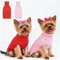 2 Pack Small/Medium Dog Sweater, Warm Comfy Stretch Dog Winter Coat w/Sleeves & High Neck, Premium Dog Clothes for Mini Poodle-Best for Holidays, Daily Walks S Red Pink