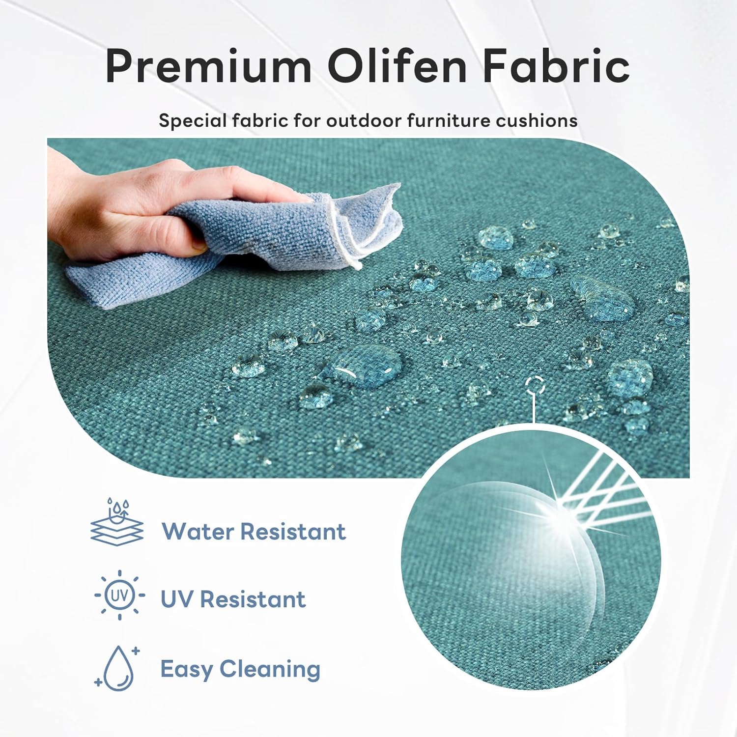 6" Thicker Outdoor Chair Cushion 2 Sets - 24" *24" *6" Waterproof Patio Furniture Cushions with Removable Cover, 28D High Density Sponge Filling Thicken Outdoor Patio Cushions - Peacock Blue