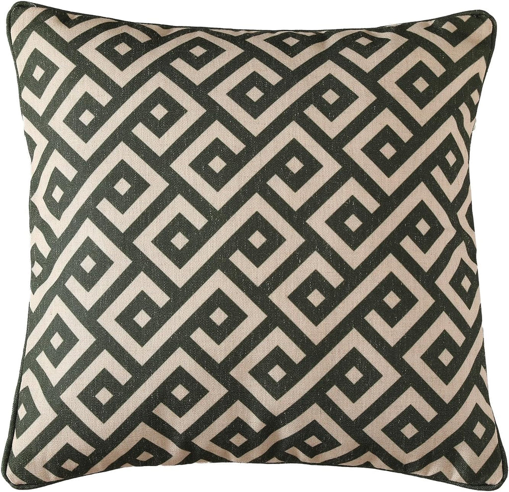 ISAENNE Design Linen Classic Vintage Throw Pillow Covers 18"x18", Minimalist Square Cushion Covers with Green Irregular Plaid Pattern Decor Pillowcases for Bed,Living Room,Outdoor,Car