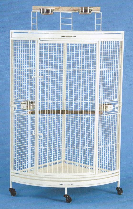 New Corner Open Playtop Parrot Bird Cage - 36” X 25” X 61”H - 4 Colors Available (Silver Vein)