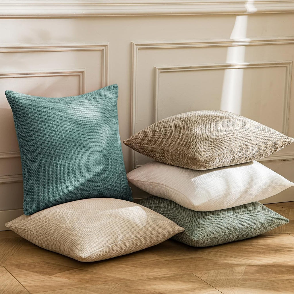 a moment Teal Chenille Throw Pillow Covers 16x16 Inch Pack of 2 Modern Decorative Throw Pillow Covers Farmhouse Cross Covers Home Decor for Sofa Bedroom Living Room