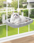 keny Cat Window Perch with Soft Plush Cushion Bed, Cordless Cat Window Hammock with 3.54" Larger Suction Cups, Easy to Assemble Cat Window Bed Seat for Indoor Cats, Grey
