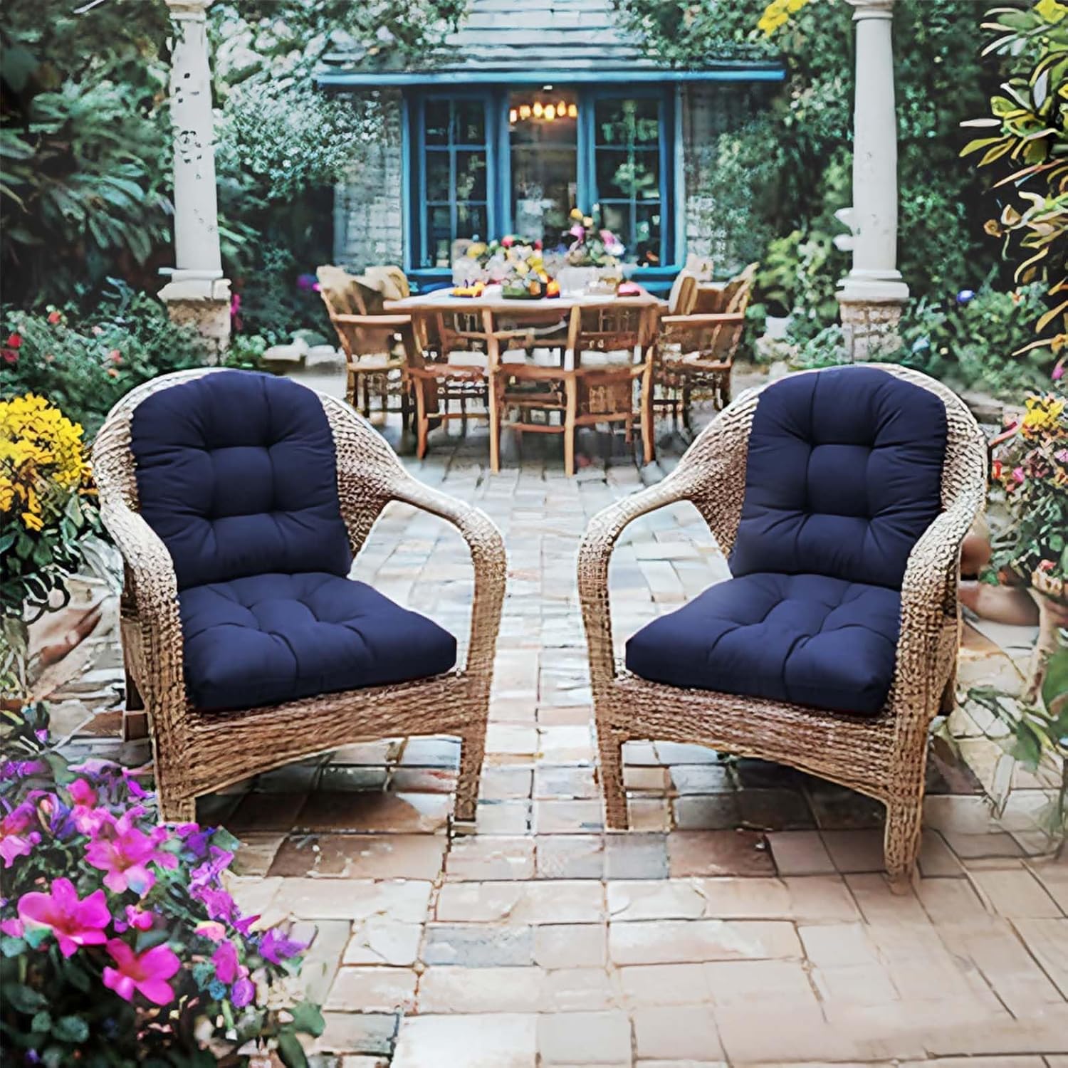 18" x 18" Outdoor Indoor Rocking Chair Cushion Replacement Cushions Yellow Seat Pads Patio Chair Seat Pads for Porch, Garden