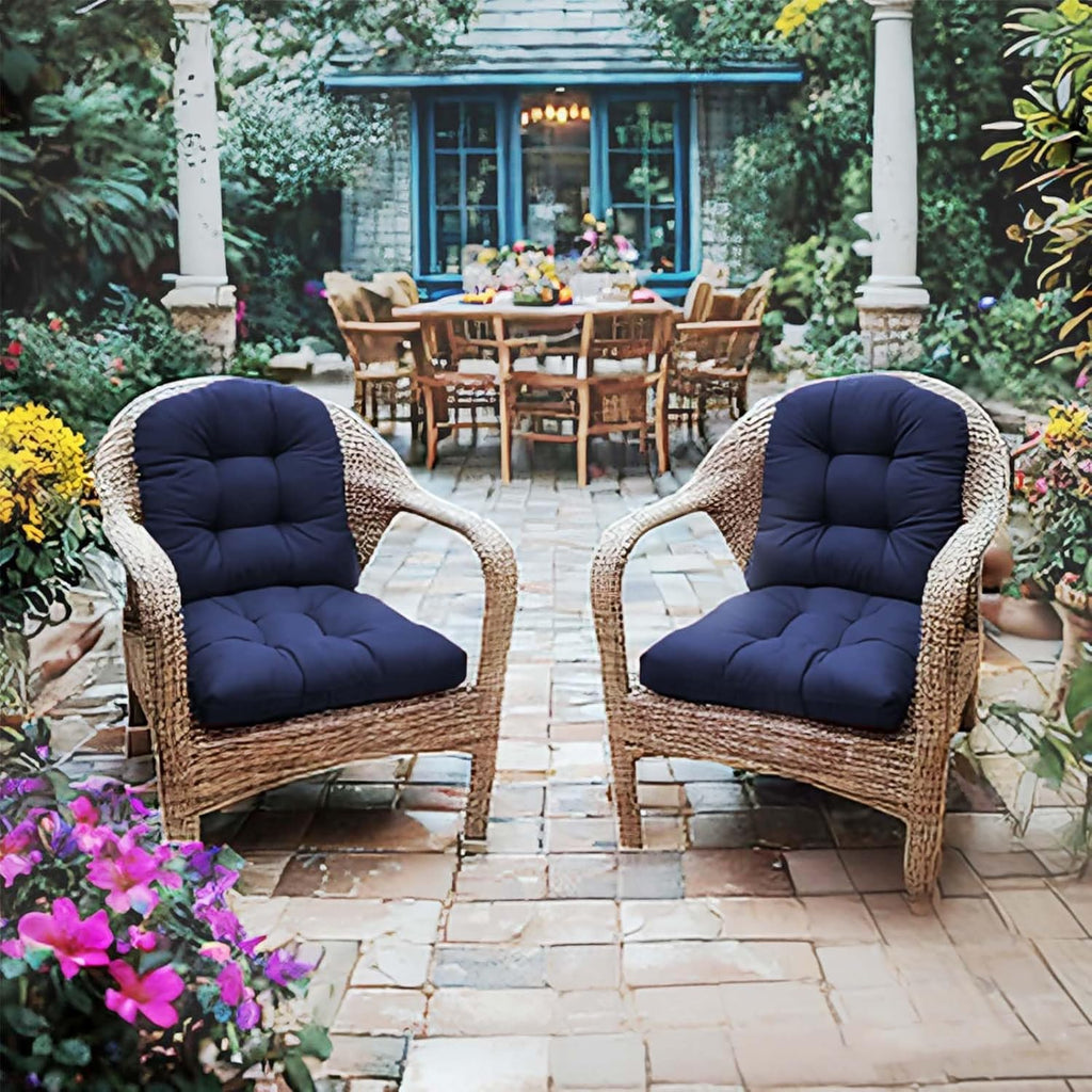 18 x 18 Outdoor Seat Cushions Set Waterproof Patio Seat Pad Navy Blue Rocking Chair Cushion with Ties for Indoor Outdoor