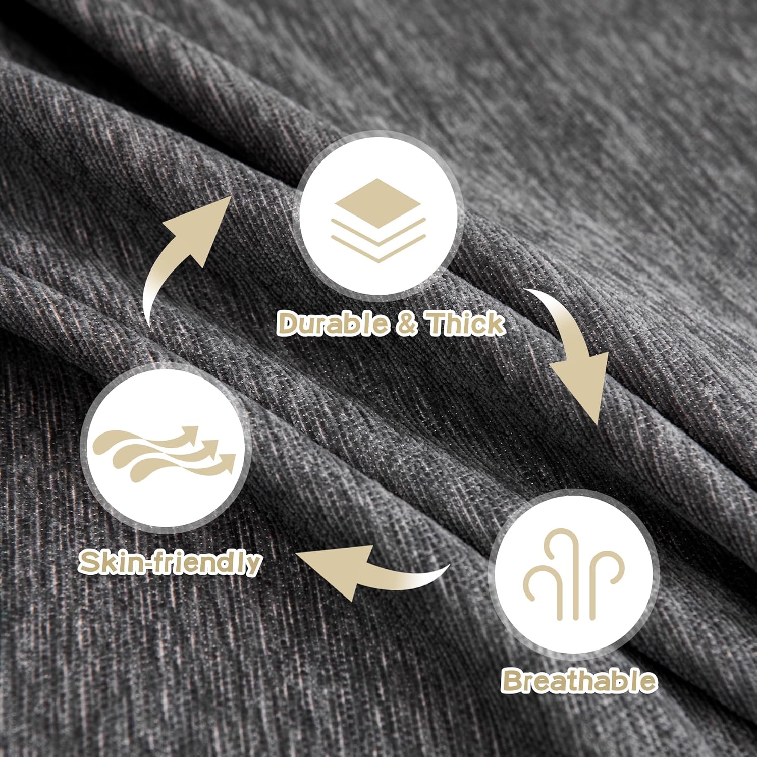 MYSKY HOME Chair Couch Covers Sectional Couch Covers for Pet Sofa Covers, Non Slip Soft Couch Sofa Cover, Washable Furniture Protector Sofa Slipcover with Tassel Throws, 71"x91", Dark Grey