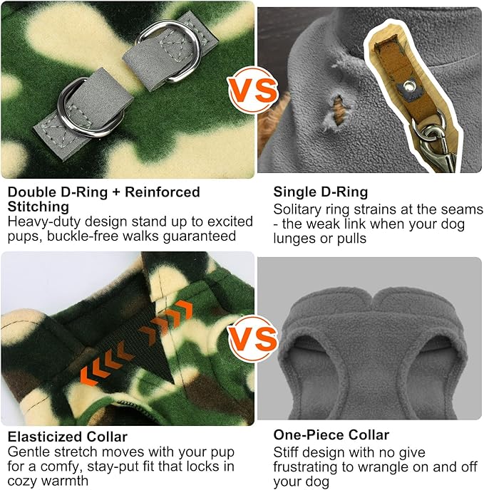 BEAUTYZOO Dog Fleece Vest Sweater Winter Jacket for Small and Medium Dogs with D-Ring Leash Cold Weather Coat Hoodie for XS S M Dogs Boy or Girls, Army Green M