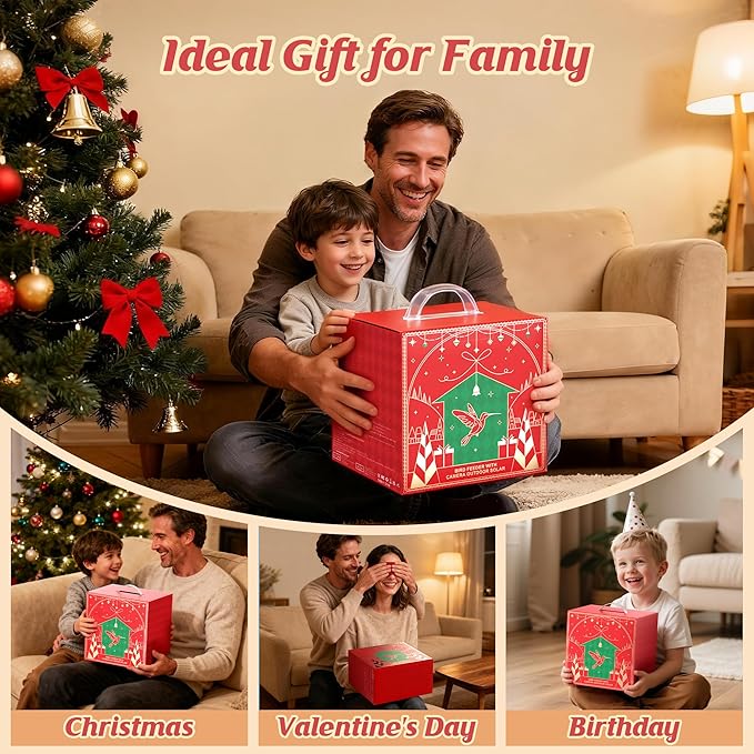 Smart Bird Feeder with Camera Outdoor: 2K Wild Bird Watching Video Cam - Unique Gifts for Nature Lover - Birds House Window at Garden IP66 Solar Charged & Squirrel-Proof Alarm