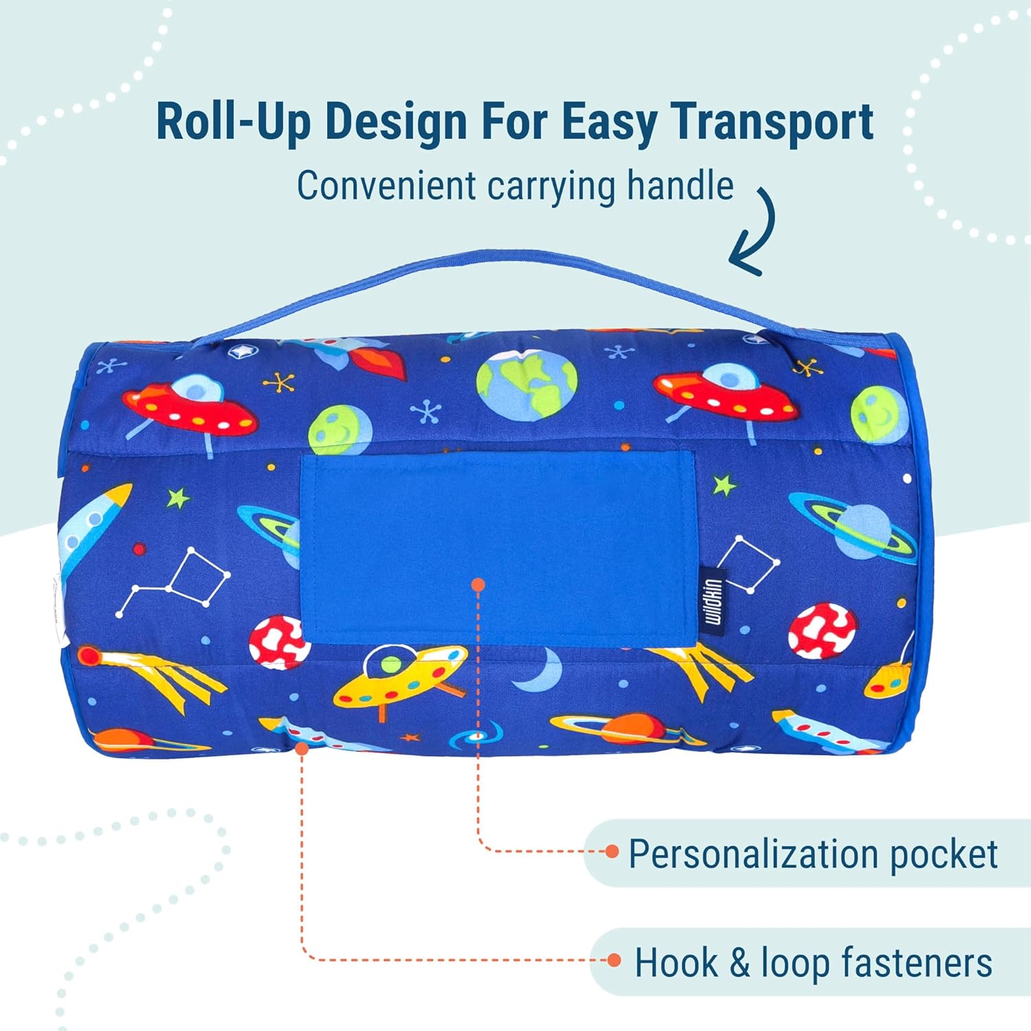 Wildkin Kids Microfiber Nap Mat – Soft Sleep Mat with Pillow, Ideal for School & Travel - Out of This World