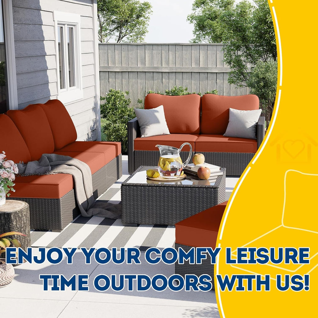 AAAAAcessories Outdoor Deep Seat Cushions, Waterproof, Fade-Resistant Patio Furniture Replacement Cushions, 23.5" x 25.5" x 5" + 23.5" x 19", Rust