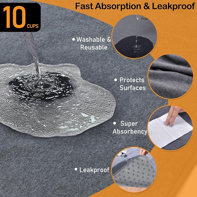 LOOBANI Non-Slip Washable Pee Pad for Dogs, 1 Pack Extra Large Reusable Dog Mat for Floor, Fast Absorbent Pet Whelping Pads, Puppy Playpen Mat for Incontinence, Housebreaking, Crate, 82x82in, Gray