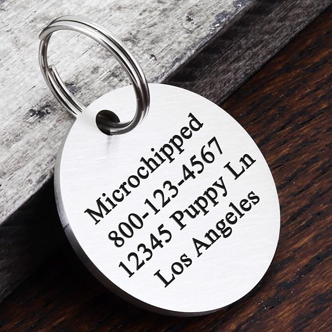 Ultra Joys Personalized Dog & Cat Tags - Stainless Steel, Custom Engraving Front & Back, Round Top, Silver Small