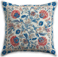 Bohemian Pillow Covers | Vintage Floral & Carpet Design | Double Sided Blue White Decorative Pillowcases for Couch, Bed | Indoor Outdoor Boho Home Decor (Blue&Red, 18x18inches)