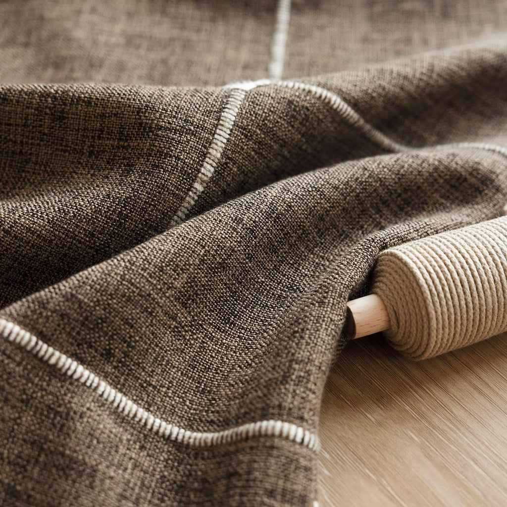 Foindtower Pack of 2 Decorative Faux Linen Jacquard Check Throw Pillow Covers Farmhouse Cushion Cover with Grid Textured Accent Pillowcase for Couch Sofa Living Room Home Decor,20×20 Inch,Cocoa Brown